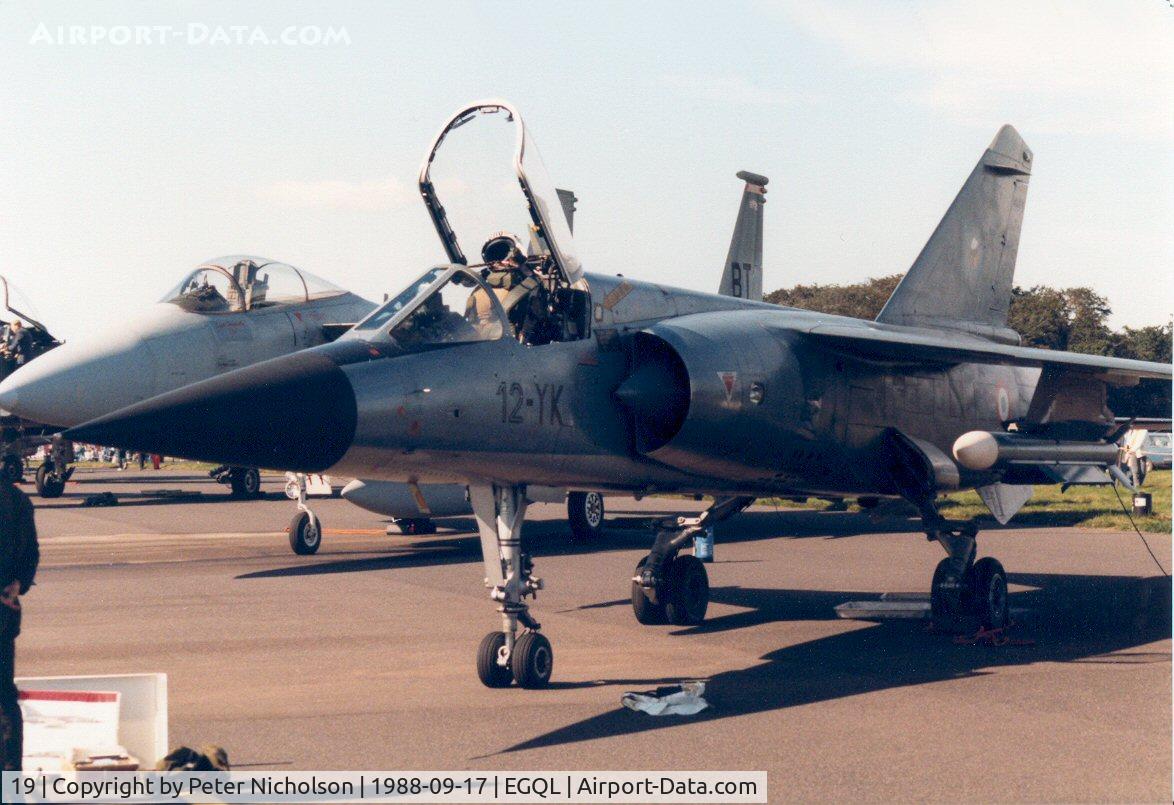 19, Dassault Mirage F.1C C/N 19, Mirage F.1C of EC 1/12 French Air Force on display at the 1988 RAF Leuchars Airshow.