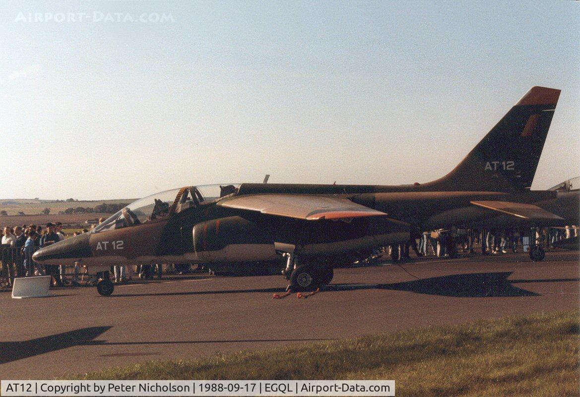 AT12, Dassault-Dornier Alpha Jet 1B C/N B12/1036, Alpha Jet of 7 Squadron Belgian Air Force on display at the 1988 RAF Leuchars Airshow.
