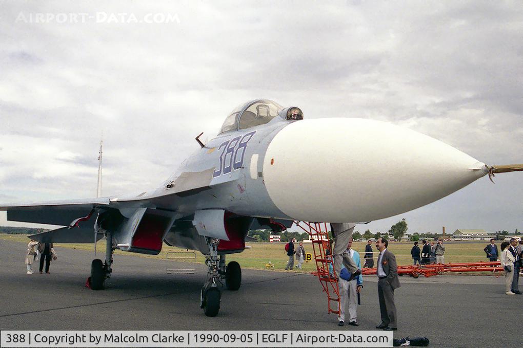 388, Sukhoi Su-27A C/N 36911024104, Sukhoi Su-27. 'Flanker' at Farnborough International 1990.