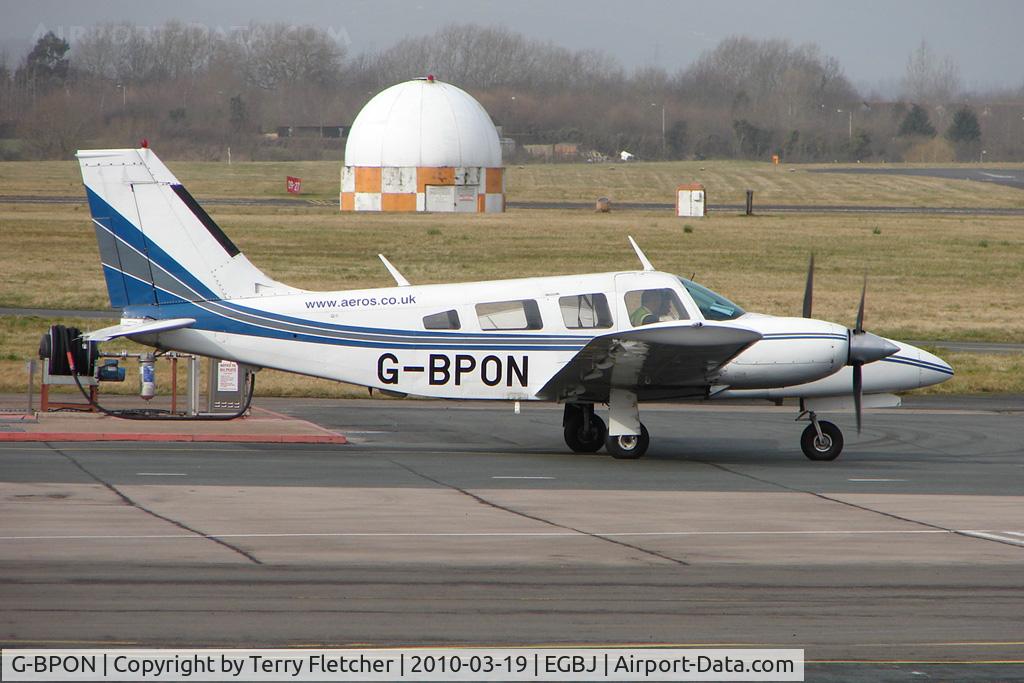 G-BPON, 1975 Piper PA-34-200T Seneca II C/N 34-7570040, Piper Seneca at Gloucestershire (Staverton) Airport
