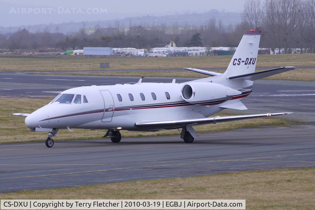 CS-DXU, 2008 Cessna 560 Citation Excel C/N 560-5775, Netjets Citation XL taxies in  at Gloucestershire (Staverton) Airport