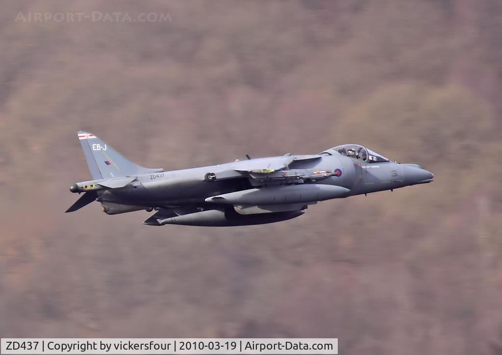 ZD437, British Aerospace Harrier GR.7 C/N P49, Royal Air Force Harrier GR9. Operated by 41 (R) Squadron, coded 'EB-J'. Windermere, Cumbria.