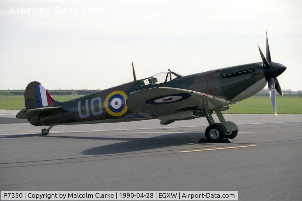 P7350, 1940 Supermarine 329 Spitfire IIa C/N CBAF.14, Supermarine 329 Spitfire Mk2A. From RAF BBMF, Coningsby at RAF Waddington's Photocall 1990.