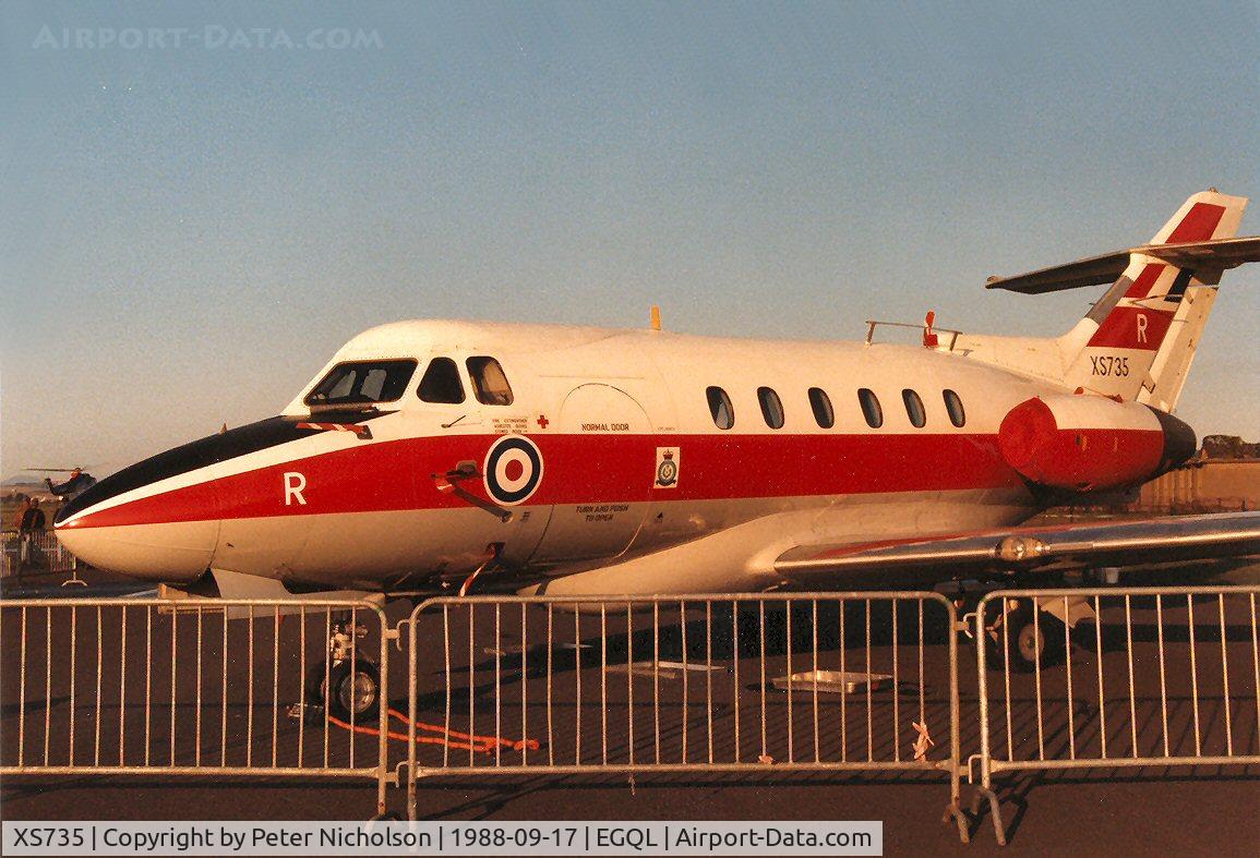 XS735, 1966 Hawker Siddeley HS.125 Dominie T.1 C/N 25071, Dominie T.1 of 6 Flying Training School on display at the 1988 RAF Leuchars Airshow.