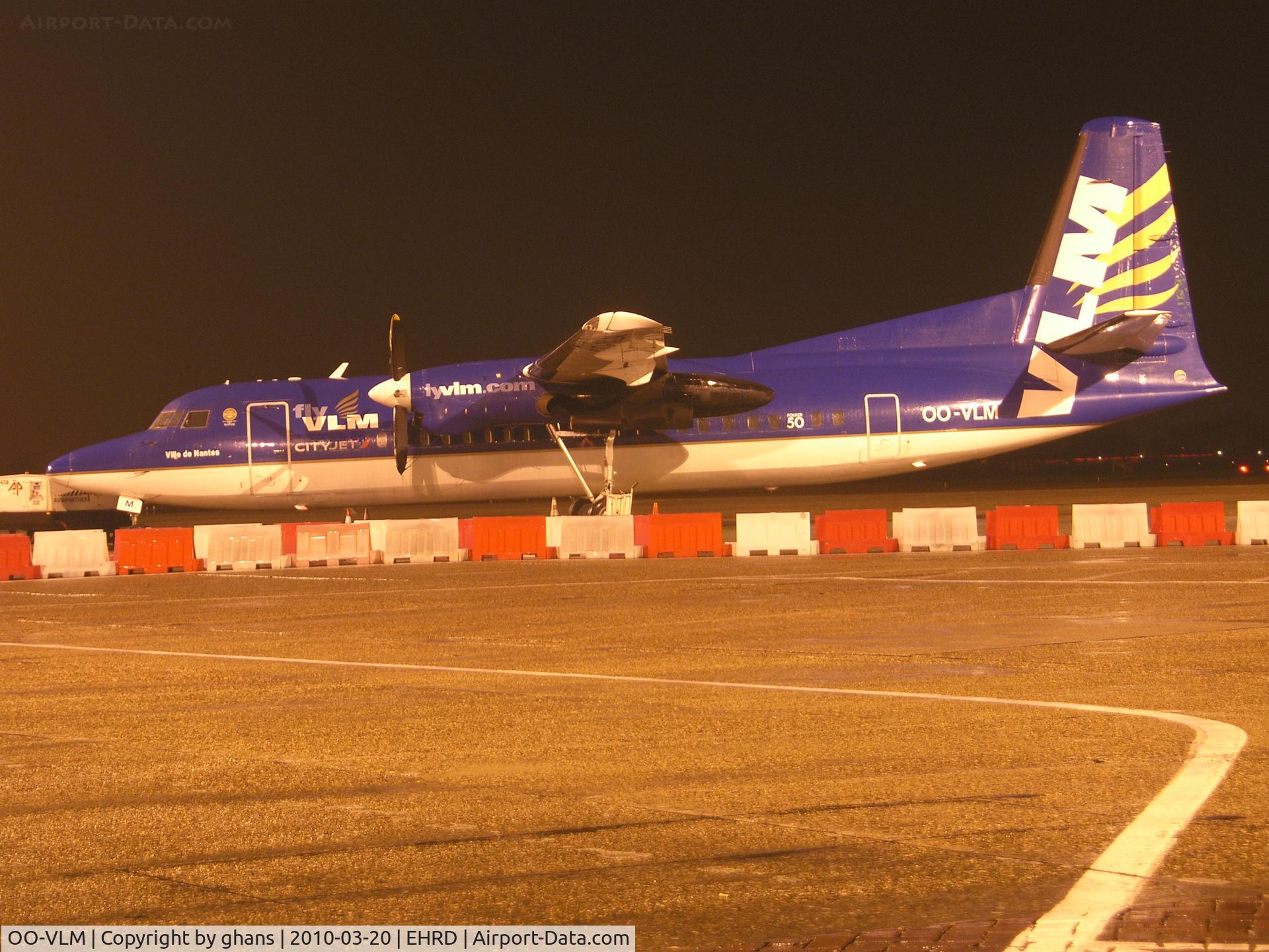 OO-VLM, 1988 Fokker 50 C/N 20135, nightshot of VLM/Cityjet Fokker 50