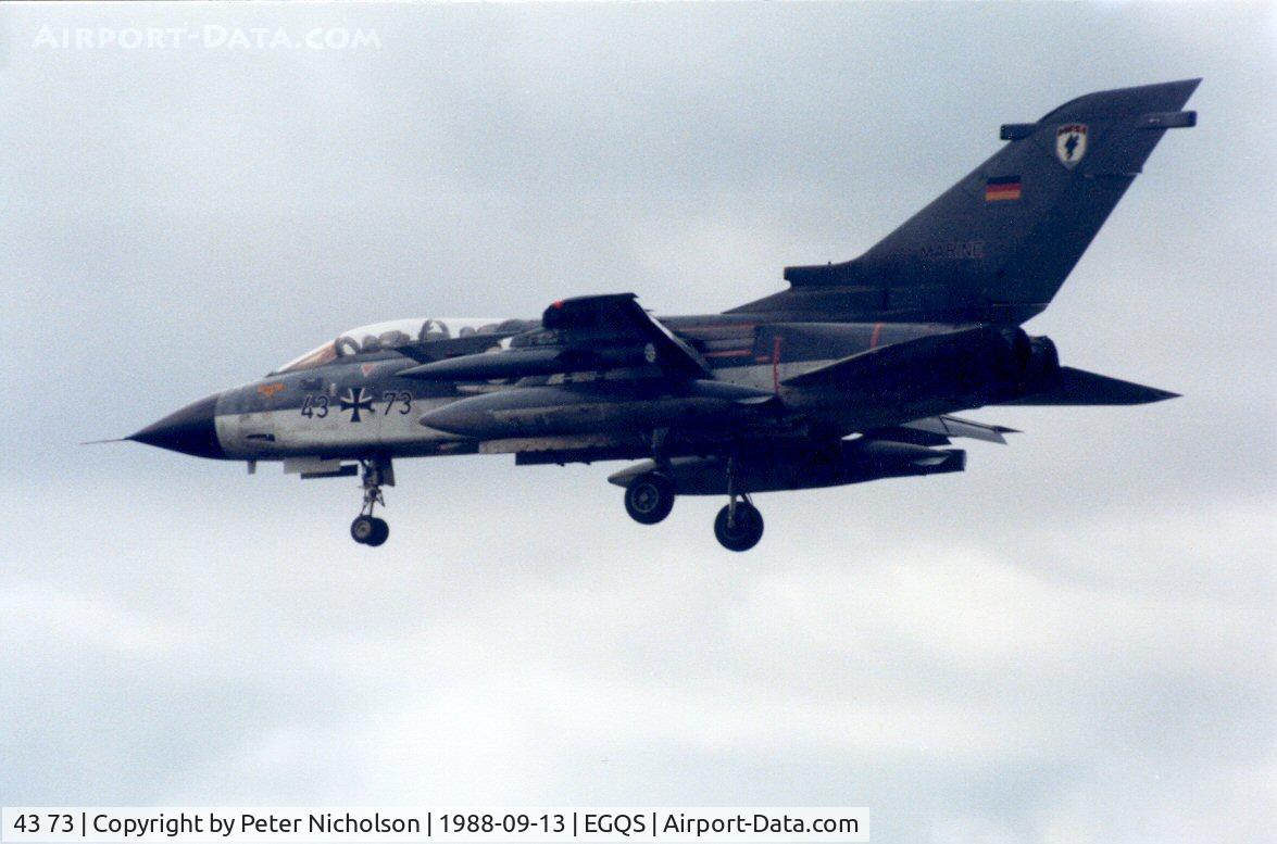 43 73, Panavia Tornado IDS C/N 191/GS046/4073, Tornado IDS of MFG-1 at Schleswig-Jagel visiting RAF Lossiemouth in September 1988.