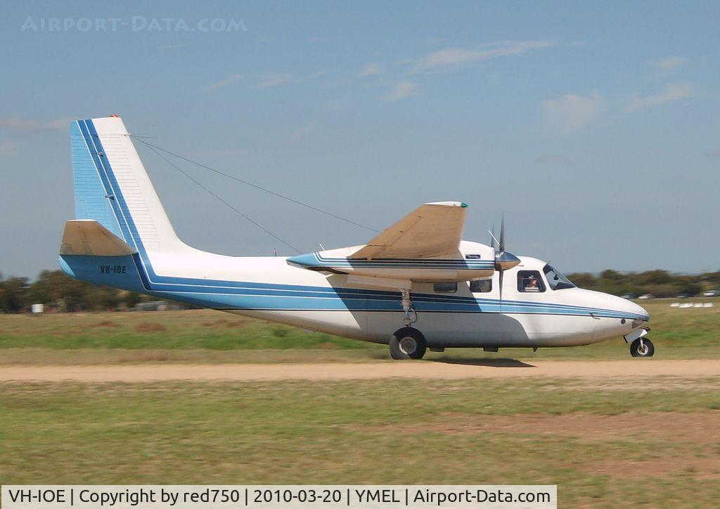VH-IOE, 1960 Aero Commander 500-A C/N 500A-985-34, Taken at Melton, Victoria, airfield, at the airshow commemorating the 100th anniversary of the first controlled powered flight in Australia on 18 March 1910 by Harry Houdini