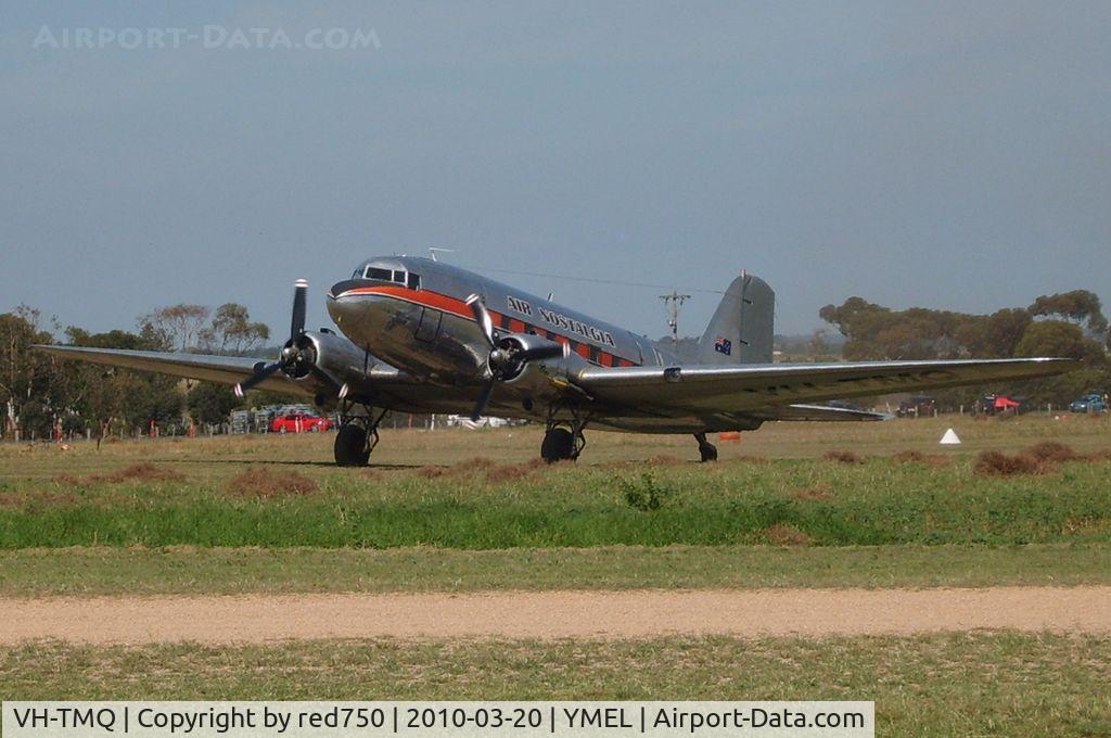 VH-TMQ, 1944 Douglas C-47B Skytrain C/N 16136/32884, Taken at Melton, Victoria, airfield, at the airshow commemorating the 100th anniversary of the first controlled powered flight in Australia on 18 March 1910 by Harry Houdini