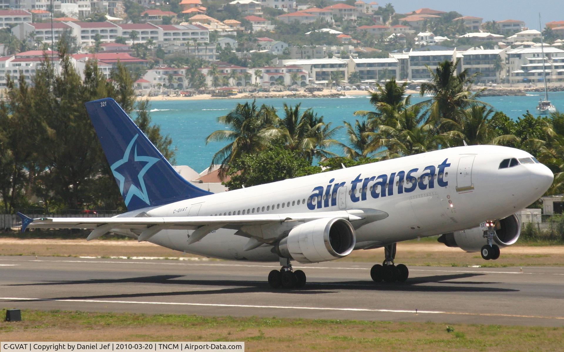 C-GVAT, 1988 Airbus A310-304 C/N 485, Air transat C-GVAT departing TNCM runway 28