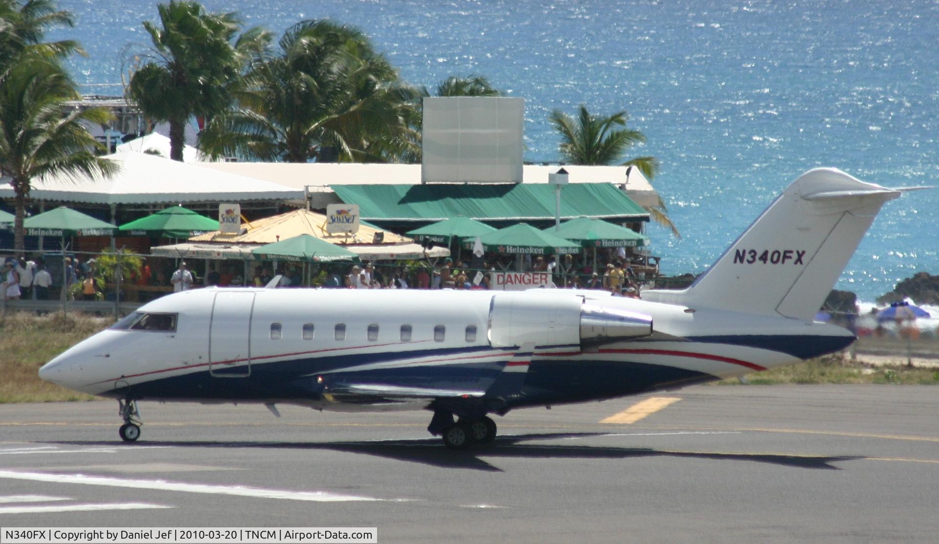 N340FX, 2007 Bombardier Challenger 605 (CL-600-2B16) C/N 5723, N340FX at the tresh hold to depart TNCM runway 10