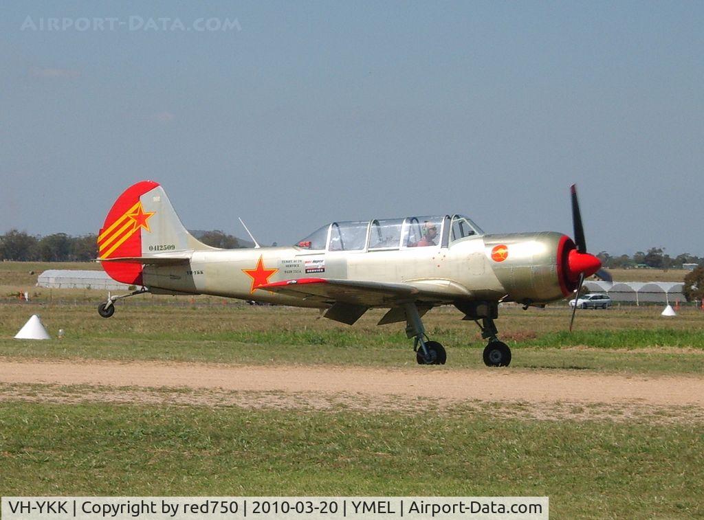VH-YKK, 2004 Yakovlev (Aerostar) Yak-52TW C/N 0412509, Yak 52TW VH-YKK at the Melton Airshow.