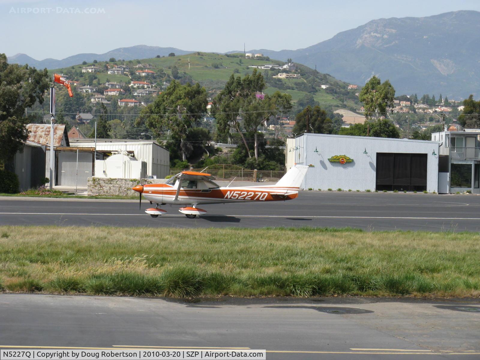 N5227Q, 1971 Cessna 150L C/N 15073127, 1971 Cessna 150L COMMUTER, Continental O-200 100 Hp, landing roll Rwy 22