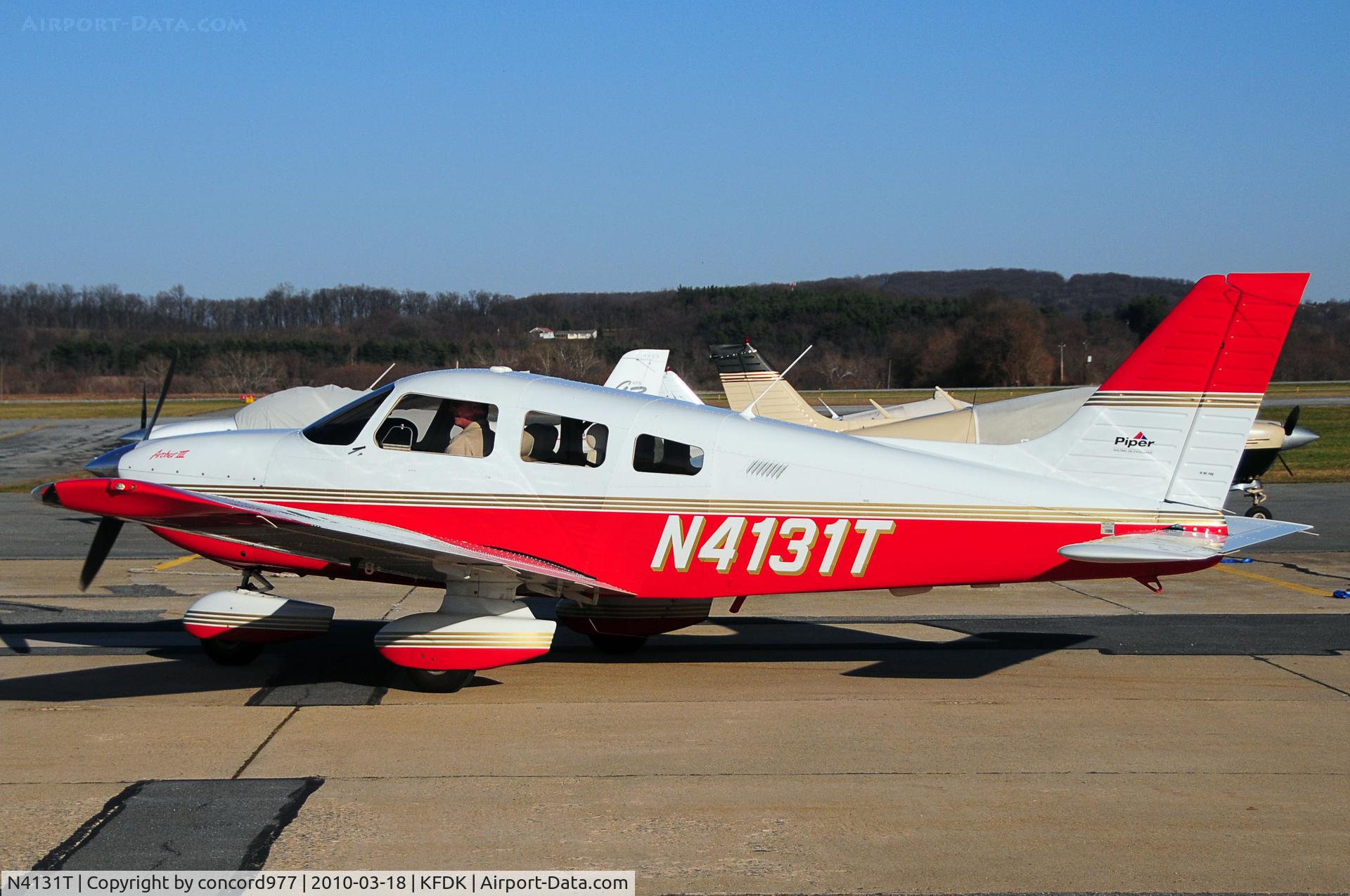 N4131T, Piper PA-28-181 C/N 2843216, Seen at KFDK 0n 3/18/2010.