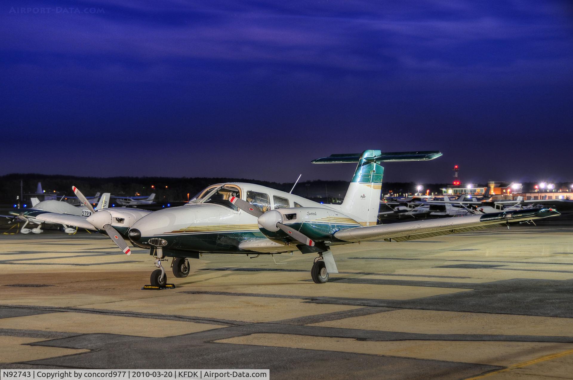 N92743, 1997 Piper PA-44-180 Seminole C/N 4496014, Seen at KFDK 0n 3/20/2010