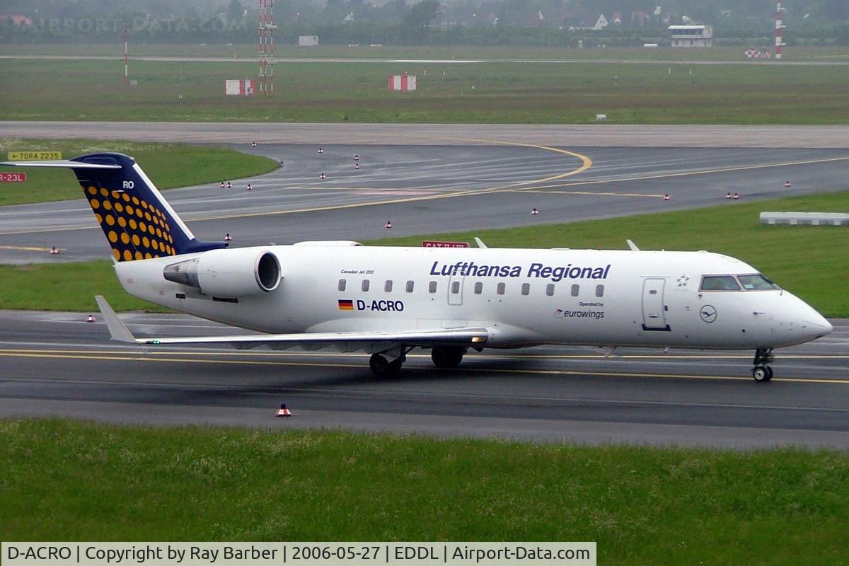 D-ACRO, 2001 Canadair CRJ-200LR (CL-600-2B19) C/N 7494, Canadair CRJ-200LR [7494] (Eurowings/Lufthansa Regional) Dusseldorf~D 27/05/2006. Seen taxiing out for departure.