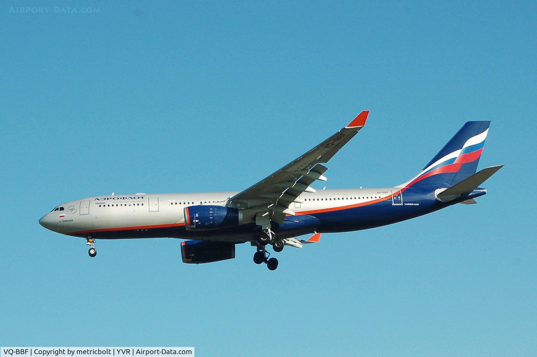 VQ-BBF, 2009 Airbus A330-243 C/N 1045, Landing at YVR,Feb 2010