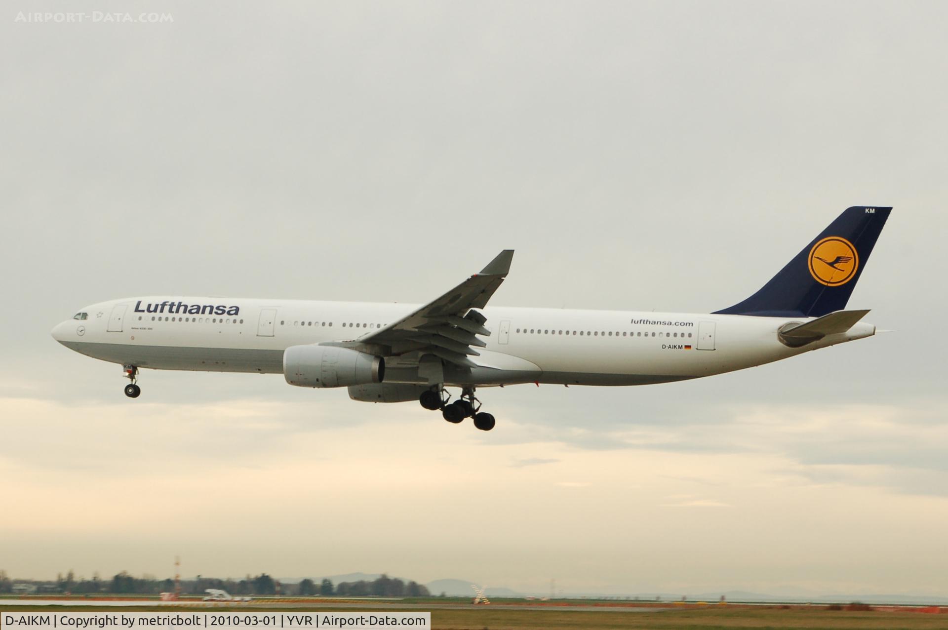D-AIKM, 2008 Airbus A330-343X C/N 913, Landing at YVR