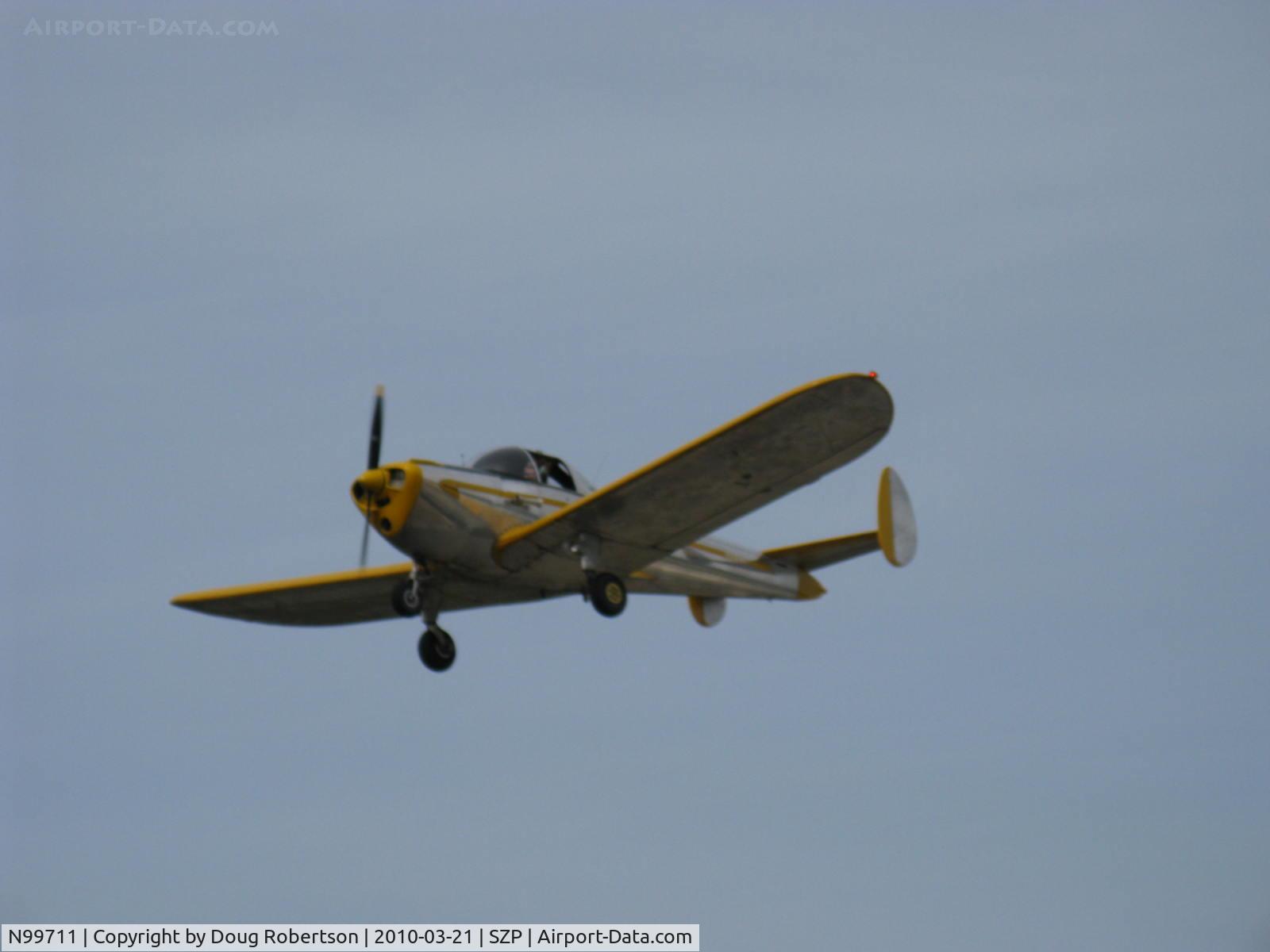 N99711, 1946 Erco 415D Ercoupe C/N 2334, 1946 ERCO ERCOUPE 415-D, Continental O-200 100 Hp upgrade, on final Rwy 22