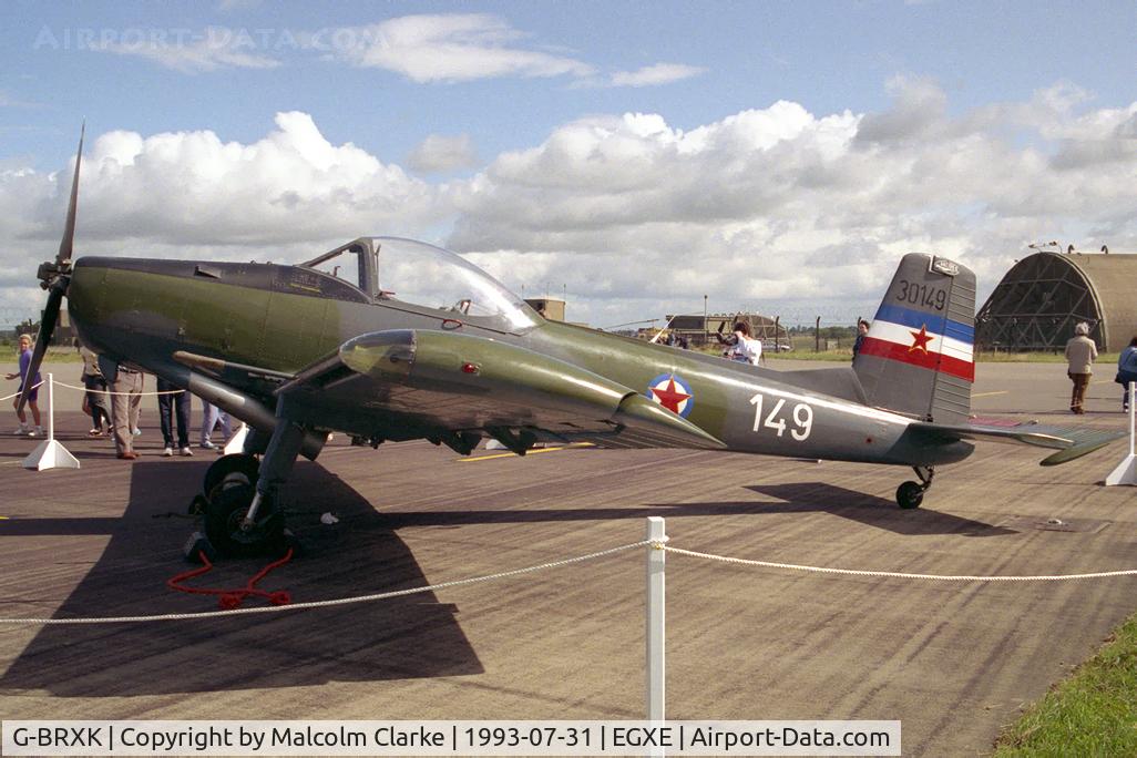 G-BRXK, 1977 Soko P-2 Kraguj C/N 033, Soko P-2 Kraguj. 30149 in Yugoslav Republic Air Force colours at RAF Leeming Air Fair in 1993.
