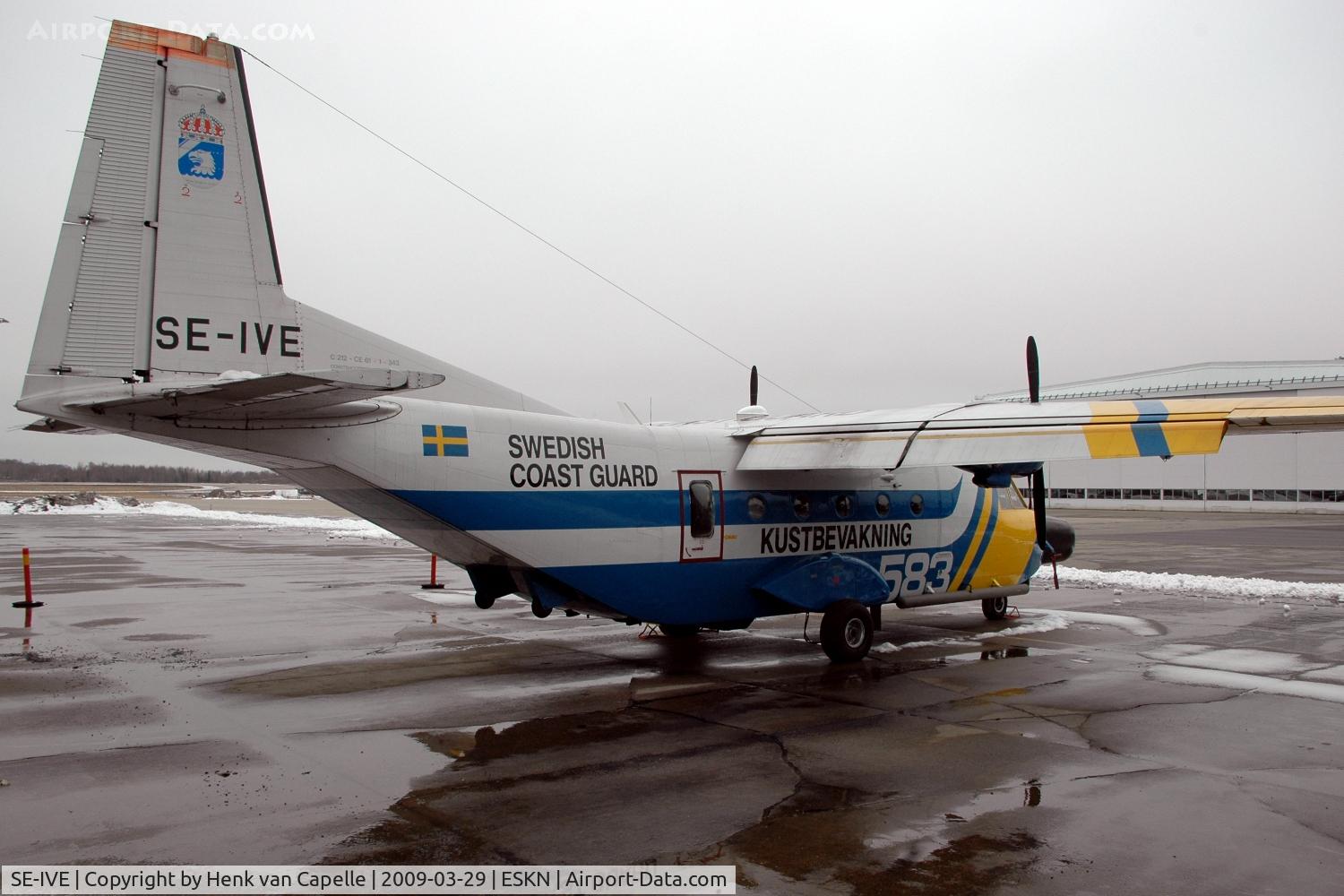 SE-IVE, 1986 CASA C-212-200 Aviocar C/N 343, Patrol aircraft of the Swedish Coast Guard. Was already taken out of service, to be replaced by Dash-8. Later sold to Uruguay Air Force.