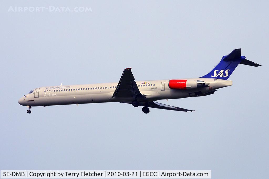 SE-DMB, 1991 McDonnell Douglas MD-81 (DC-9-81) C/N 53314, SAS MD81 about to touch down at Manchester