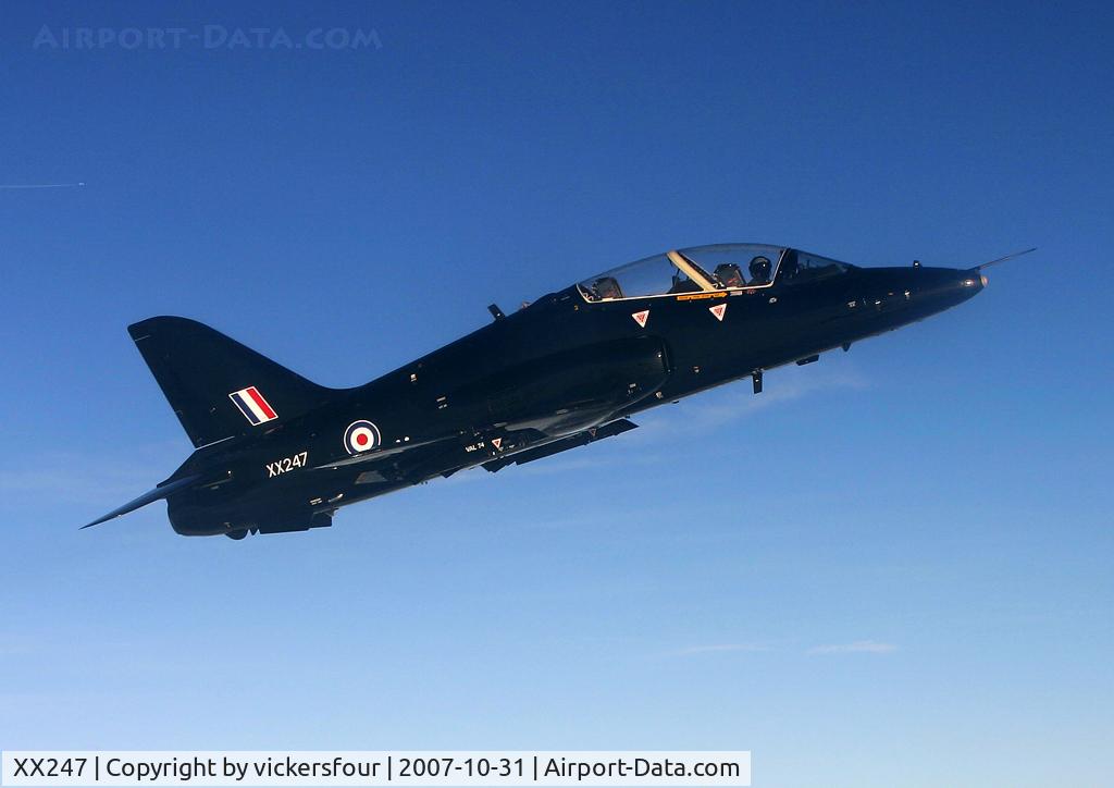 XX247, 1978 Hawker Siddeley Hawk T.1A C/N 083/312083, BAE Warton operated. Over the Irish Sea.
