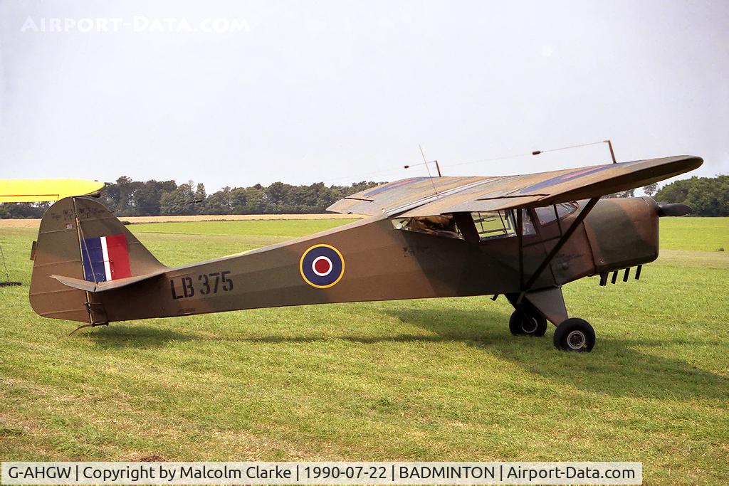 G-AHGW, 1943 Taylorcraft Auster 1 C/N 222, Taylorcraft Plus D-1 Auster Mk1 at Badminton Air Day held at Badminton House in 1990