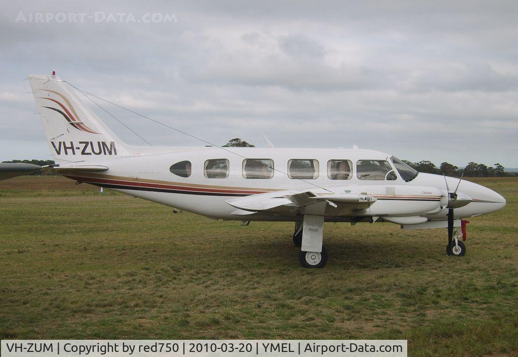 VH-ZUM, 1981 Piper PA-31-350 Chieftain C/N 31-8152186, Piper Navajo Chieftain. Taken at Melton airfield, at the airshow commemorating the 100th anniversary of controlled powered flight in Australia on 18 March 1910 by Harry Houdini