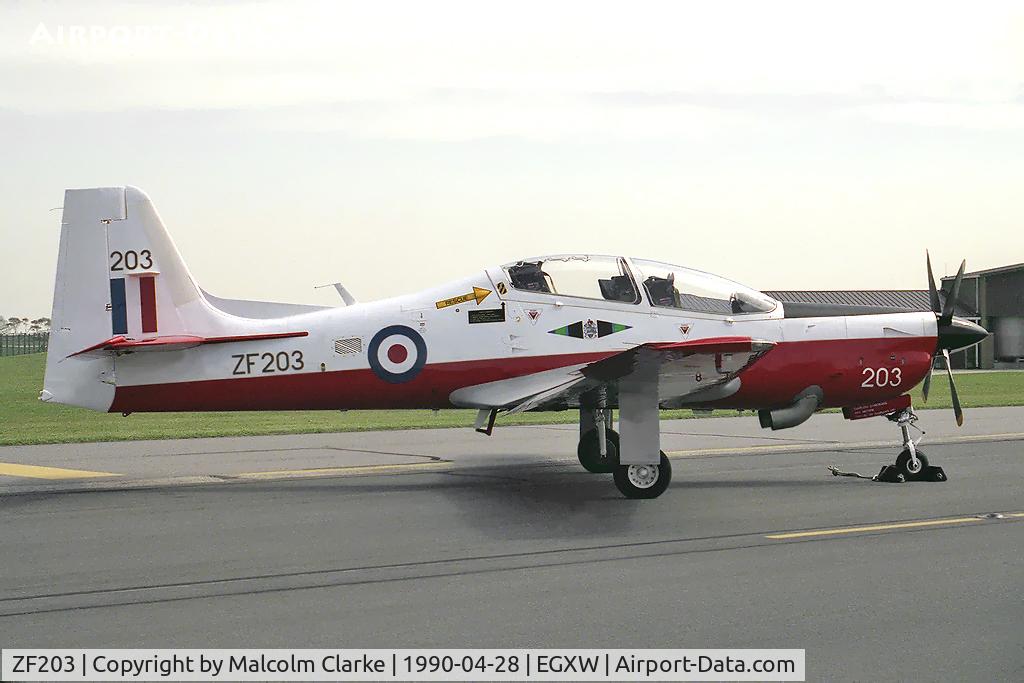 ZF203, 1989 Short S-312 Tucano T1 C/N S028/T28, Short S-312 Tucano T1. From the RAF's Central Flying School, Scampton and seen here at RAF Waddington's Photocall in 1990.