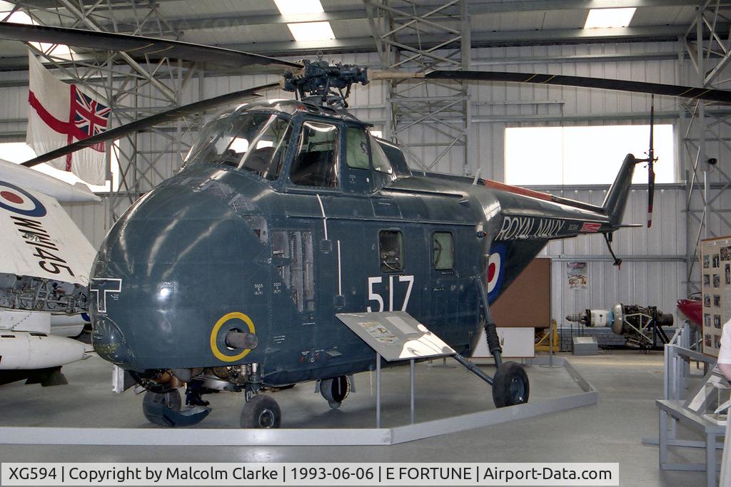 XG594, 1957 Westland Whirlwind HAS.7 C/N WA89, Westland WS-55-2 Whirlwind HAS7 at the Museum of Flight, East Fortune, UK in 1993.