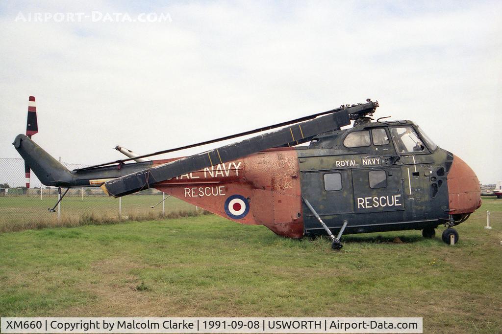 XM660, 1958 Westland Whirlwind HAS.7 C/N WA251, Westland WS-55-2 Whirlwind HAS7 at the North East Aircraft Museum, Usworth, UK in 1991.