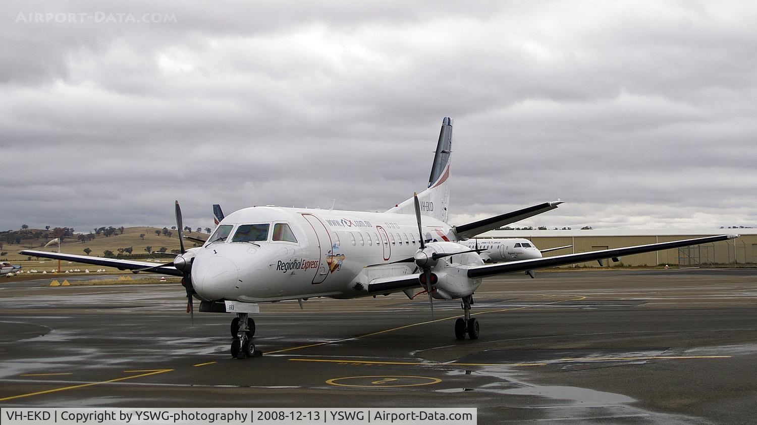VH-EKD, 1989 Saab 340A C/N 340A-155A, VH-EKD (155) parked on the tarmac at YSWG.