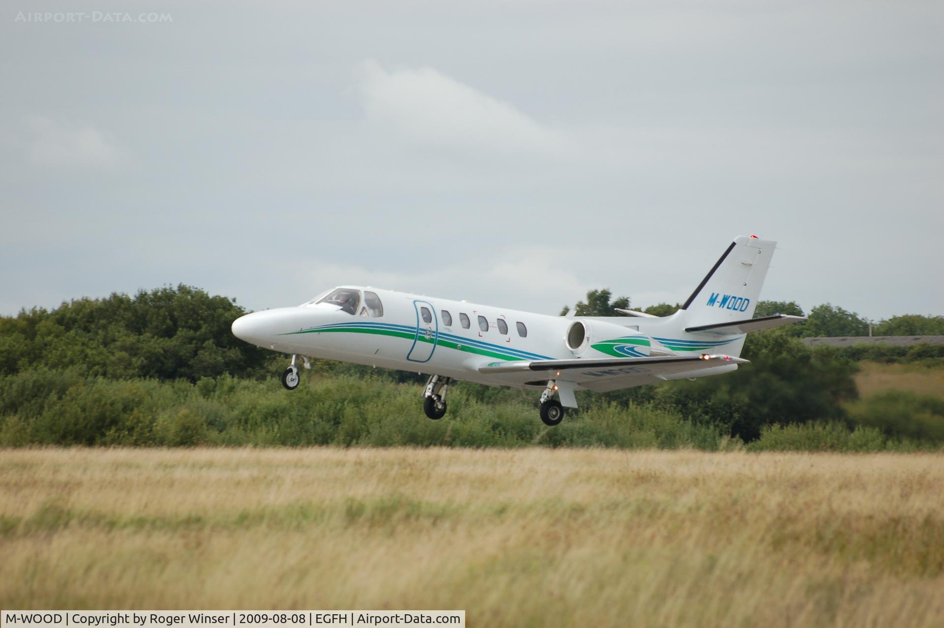M-WOOD, 2002 Cessna 550 Citation Bravo C/N 550-1042, Departing Runway 22. Previously registered G-OJMW