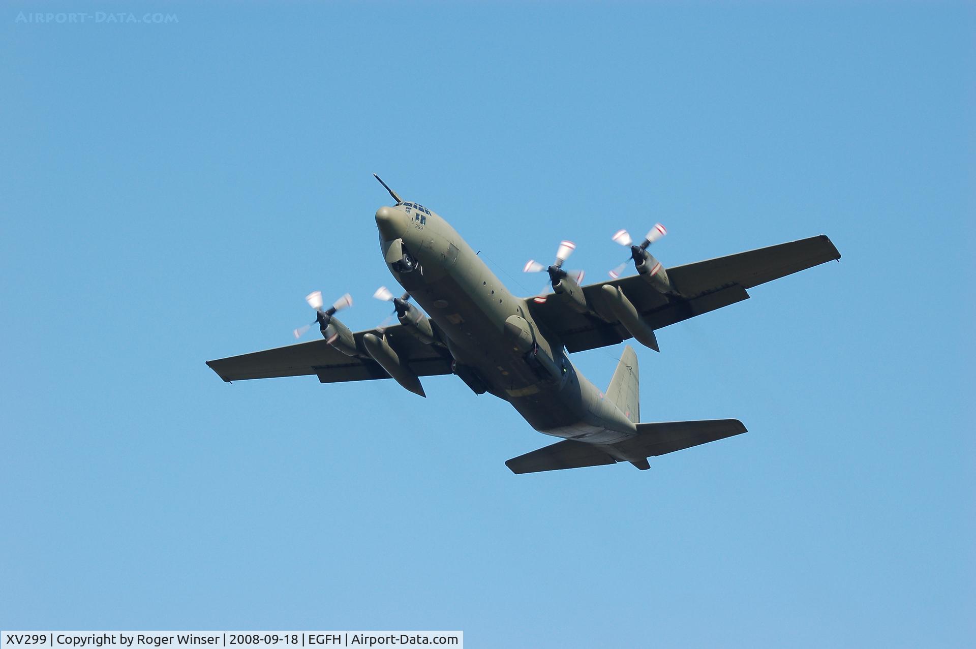 XV299, Lockheed C-130K Hercules C.3 C/N 382-4266, RAF Hercules C1 lengthened to C3P standards making a low pass over Runway 22. Scraped 6th December 2011