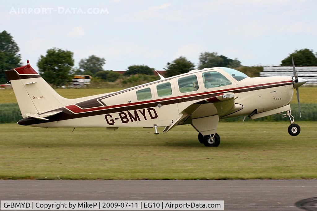 G-BMYD, 1986 Beech A36 Bonanza 36 C/N E-2350, Arriving on Runway 11 at Breighton.