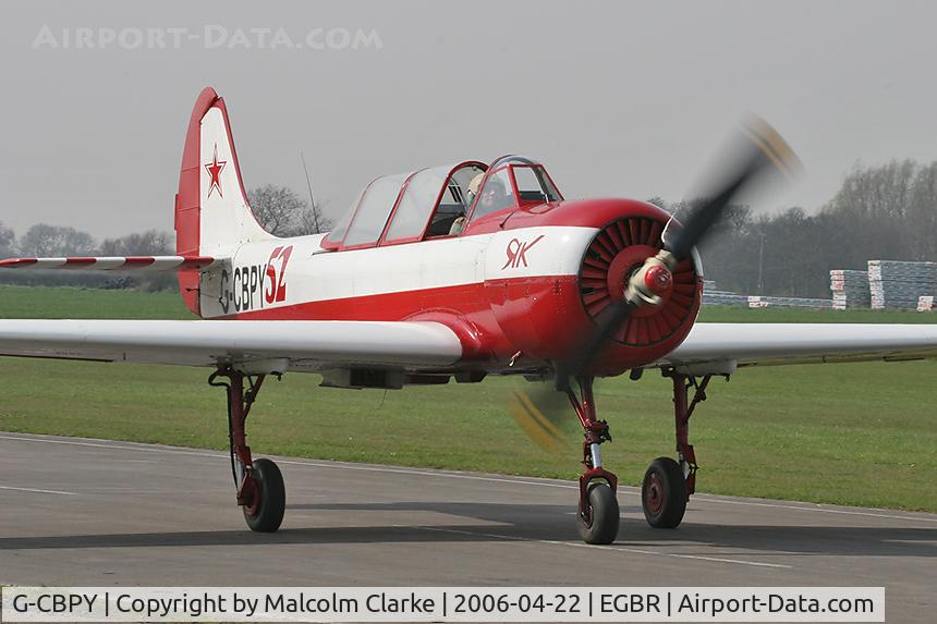 G-CBPY, 1980 Bacau Yak-52 C/N 800708, Bacau Yak-52 at Breighton Airfield in 2006.