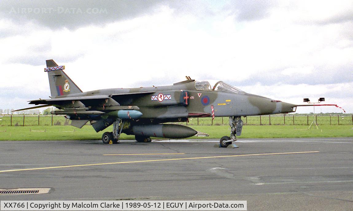 XX766, 1975 Sepecat Jaguar GR.1 C/N S.63, Sepecat Jaguar GR1. From No 6 Sqn, RAF Coltishall at the Canberra 40th Anniversary Celebration Photocall at RAF Wyton in 1989