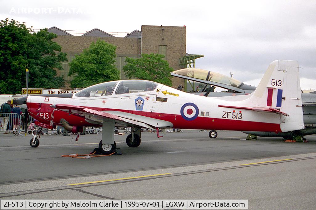 ZF513, 1992 Short S-312 Tucano T1 C/N S157/T128, Short S-312 Tucano T1. From RAF No 1 FTS, Linton-on-Ouse at RAF Waddington's Air Show in 1995.