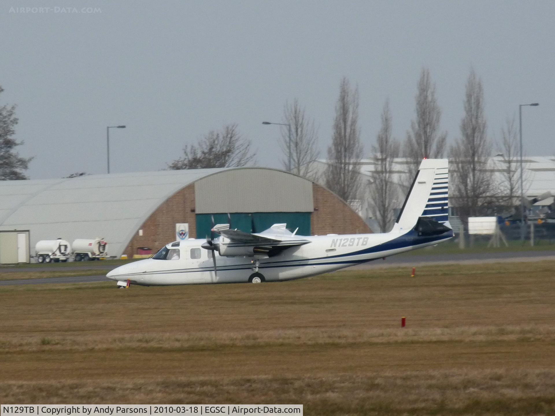 N129TB, 1981 Gulfstream American 690C Jetprop 840 C/N 11676, Departing its based airfield Cambridge