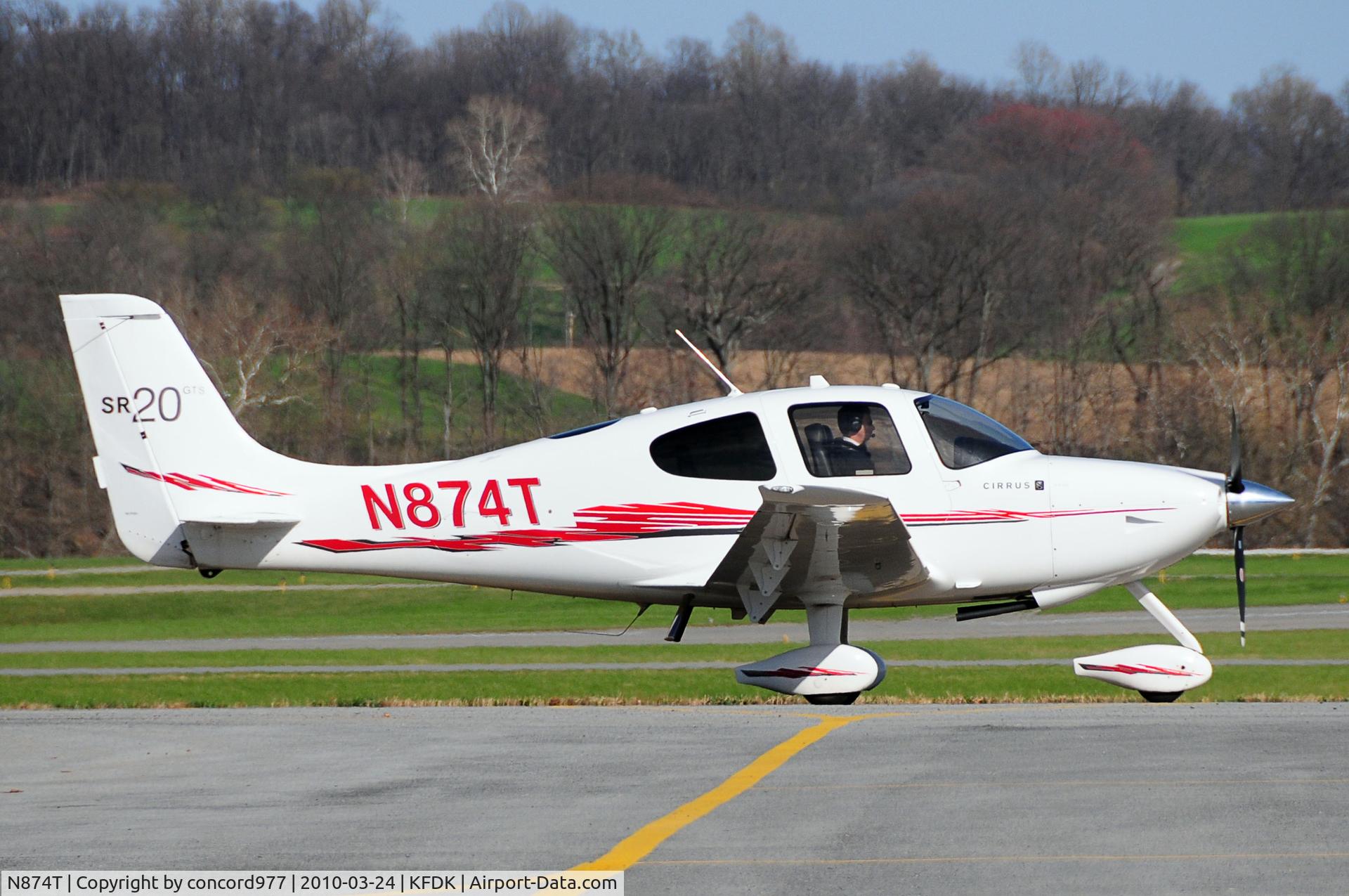 N874T, Cirrus SR20 C/N 2020, Seen at KFDK 0n 3/24/2010
