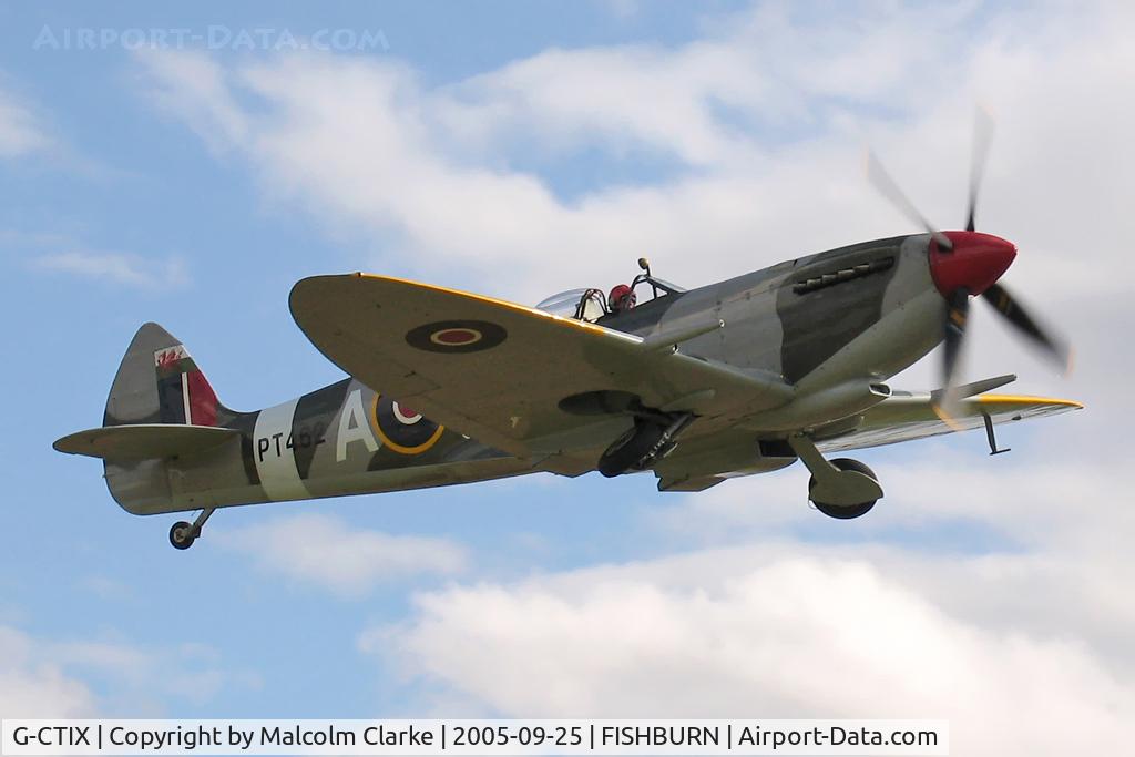 G-CTIX, 1944 Supermarine 509 Spitfire TR.IX (HF.IXe) C/N Not found G-CTIX, Supermarine 509 Spitfire T9 at Fishburn Airfield's VE Day celebrations in 2005. Built as an HFIX single seat variant, 462 flew with 253 Sqn in WW2 and latterly with the Italian and Israeli Air Forces. Converted to a TR9 two seat by Charles Church.