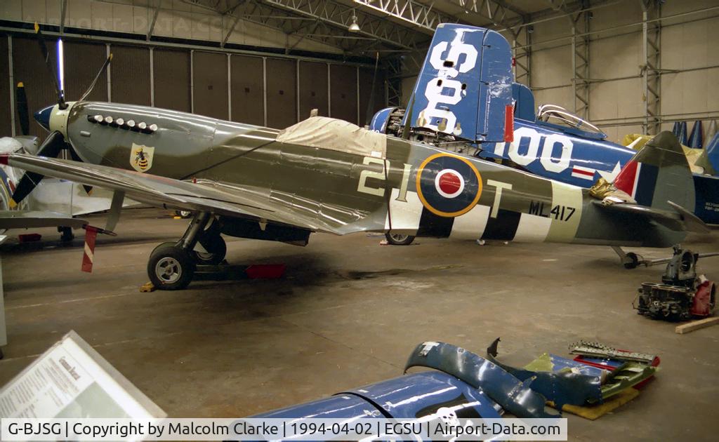 G-BJSG, 1944 Supermarine 509 Spitfire TR.9 C/N 6S/735188, Supermarine 361 Spitfire LF9C at The Imperial War Museum, Duxford in 1994.