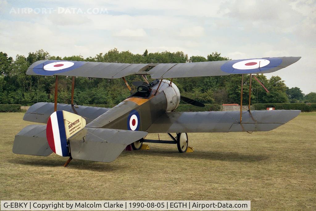 G-EBKY, 1920 Sopwith Pup C/N W/O 3004/14, Sopwith Pup at the Battle Over Britain Air Display in 1990 at Old Warden Airfield. Flown as N5180 of the Royal Air Force.