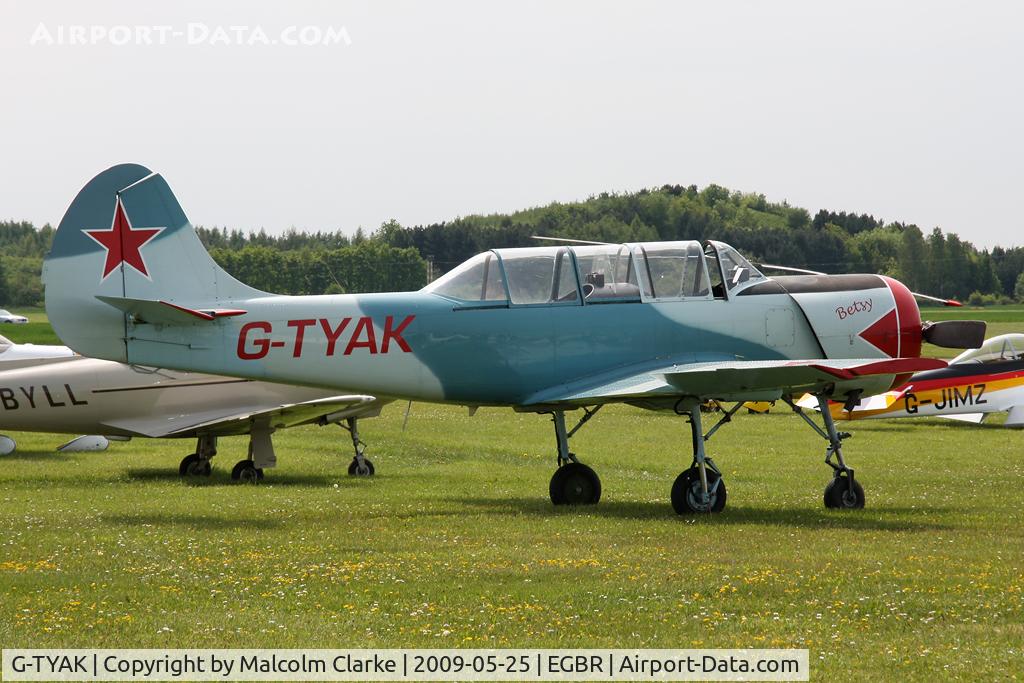 G-TYAK, 1989 Bacau Yak-52 C/N 899907, Bacau Yak-52 at Breighton Airfield in 2009.