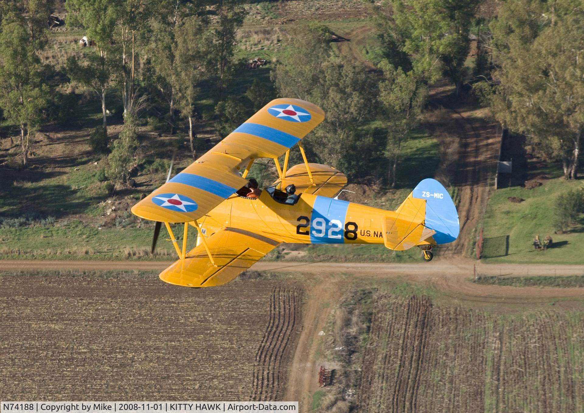 N74188, 1941 Boeing PT-17 Kaydet (A75N1) C/N 75-2936, 75-2936 although 2928 on paint scheme. Based in Pretoria South Africa.