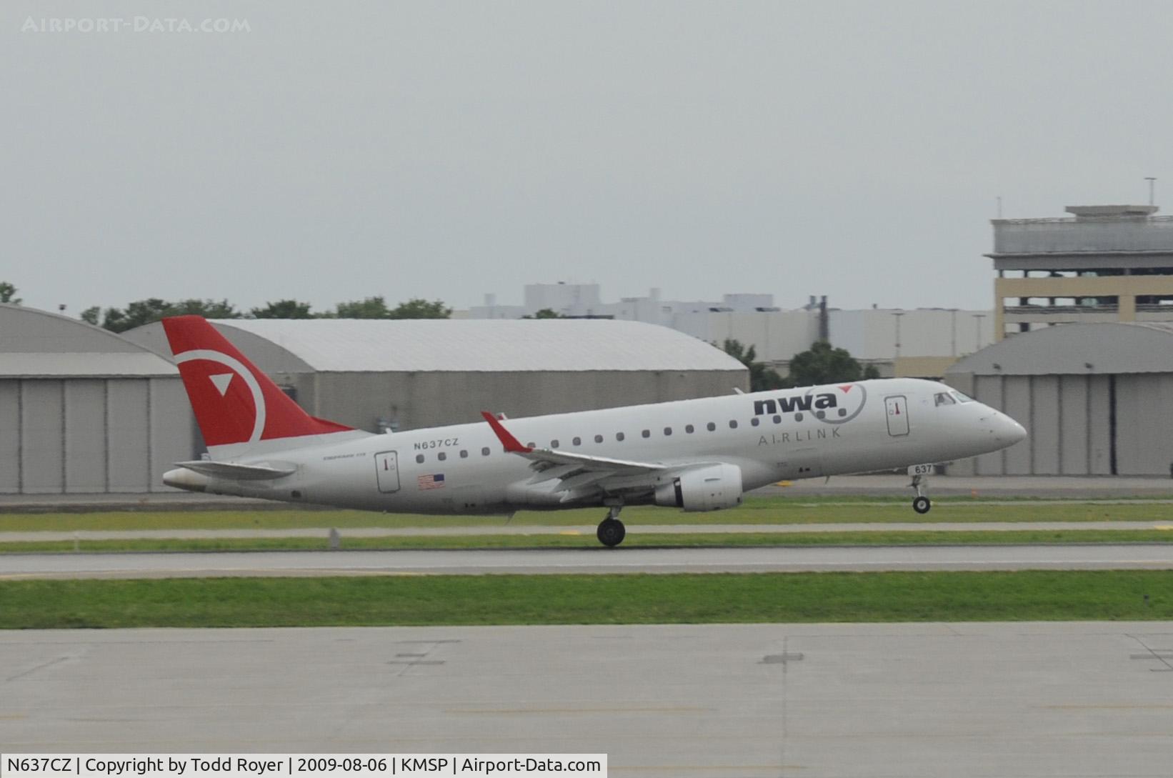 N637CZ, 2008 Embraer 175LR (ERJ-170-200LR) C/N 17000256, MSP