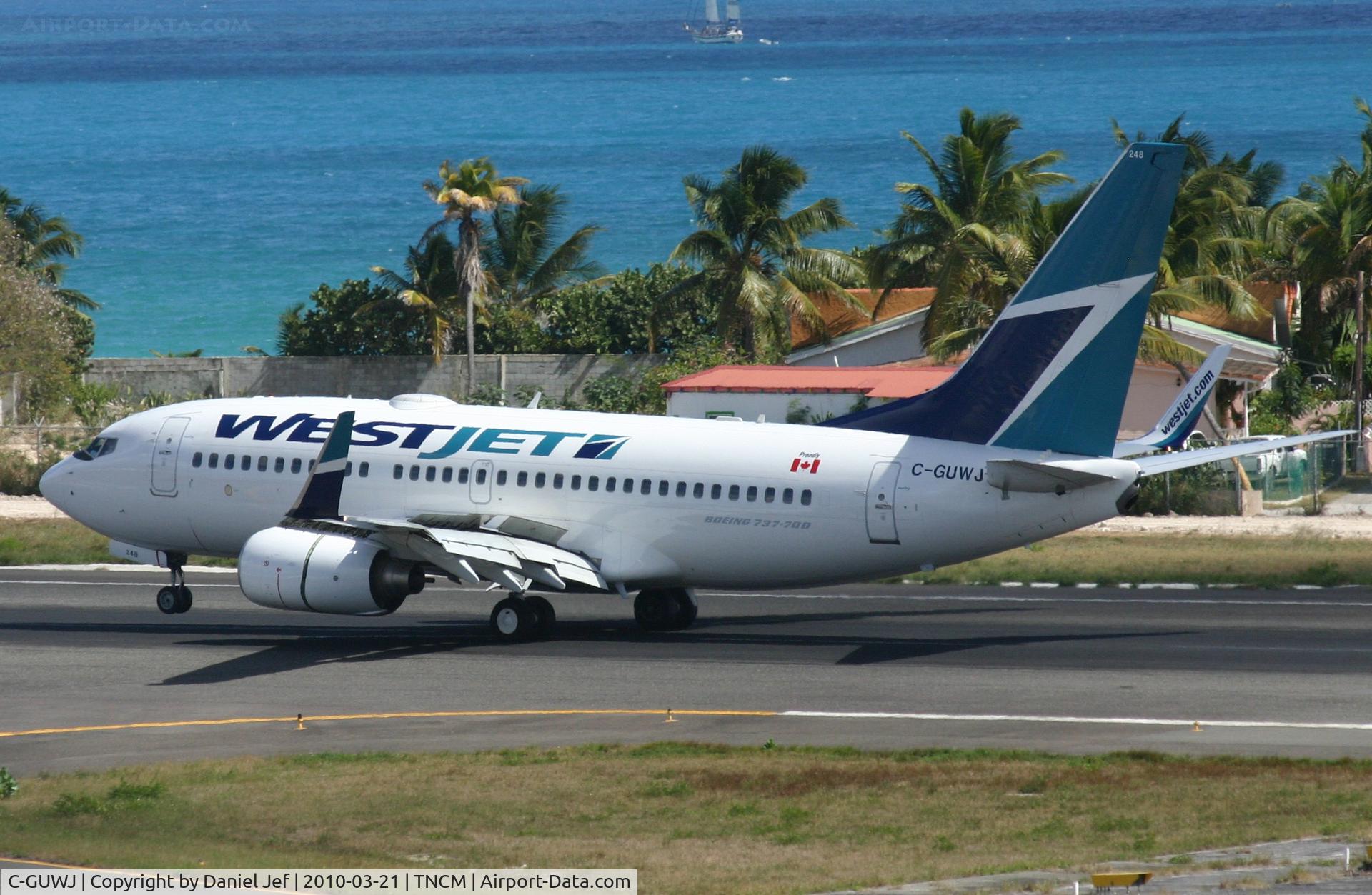 C-GUWJ, 2008 Boeing 737-7CT C/N 36422, WestJet C-GUWJ landing at TNCM