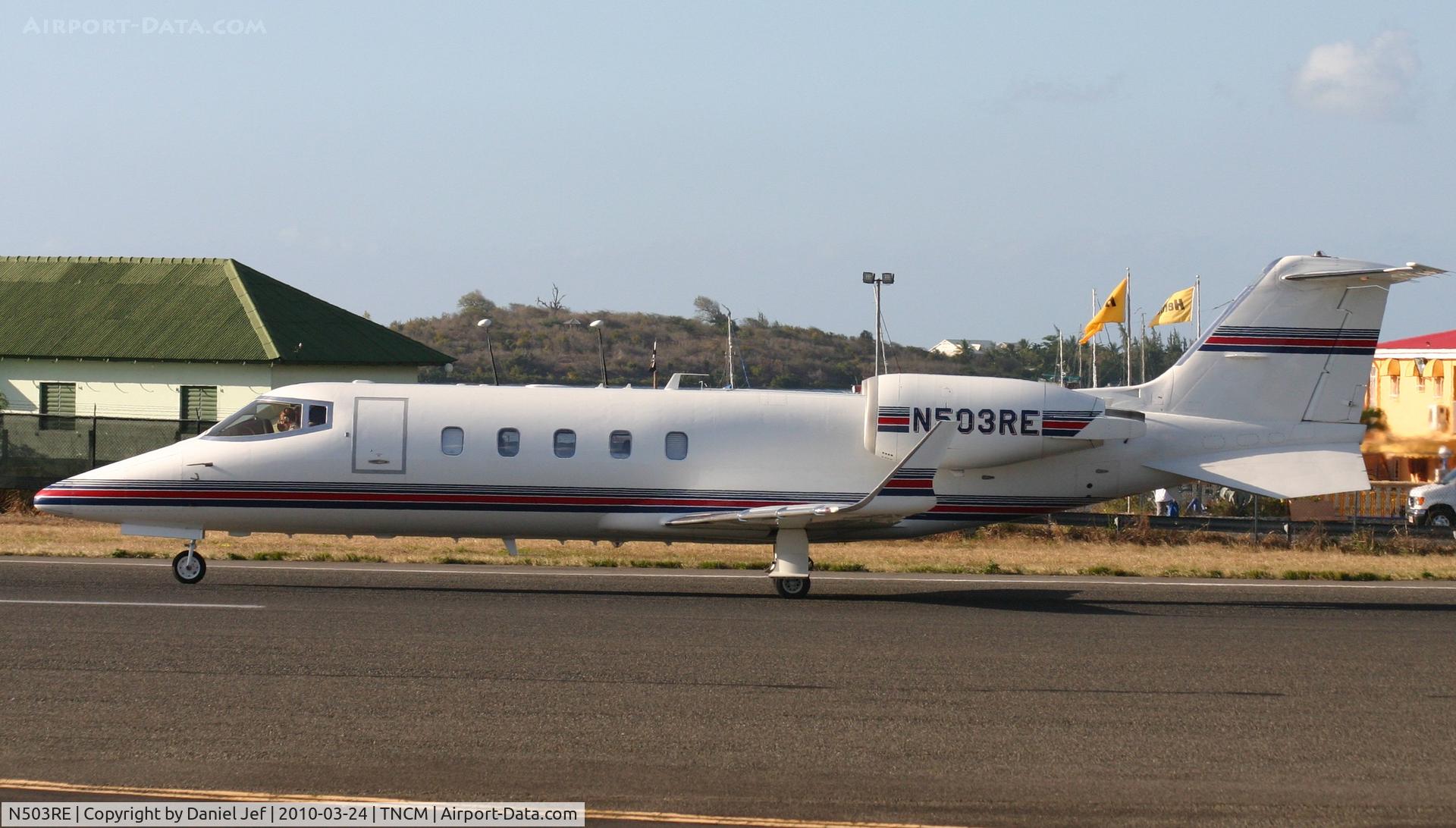 N503RE, 2001 Learjet 60 C/N 227, N503RE just landed at TNCM now back tracking the active for parking