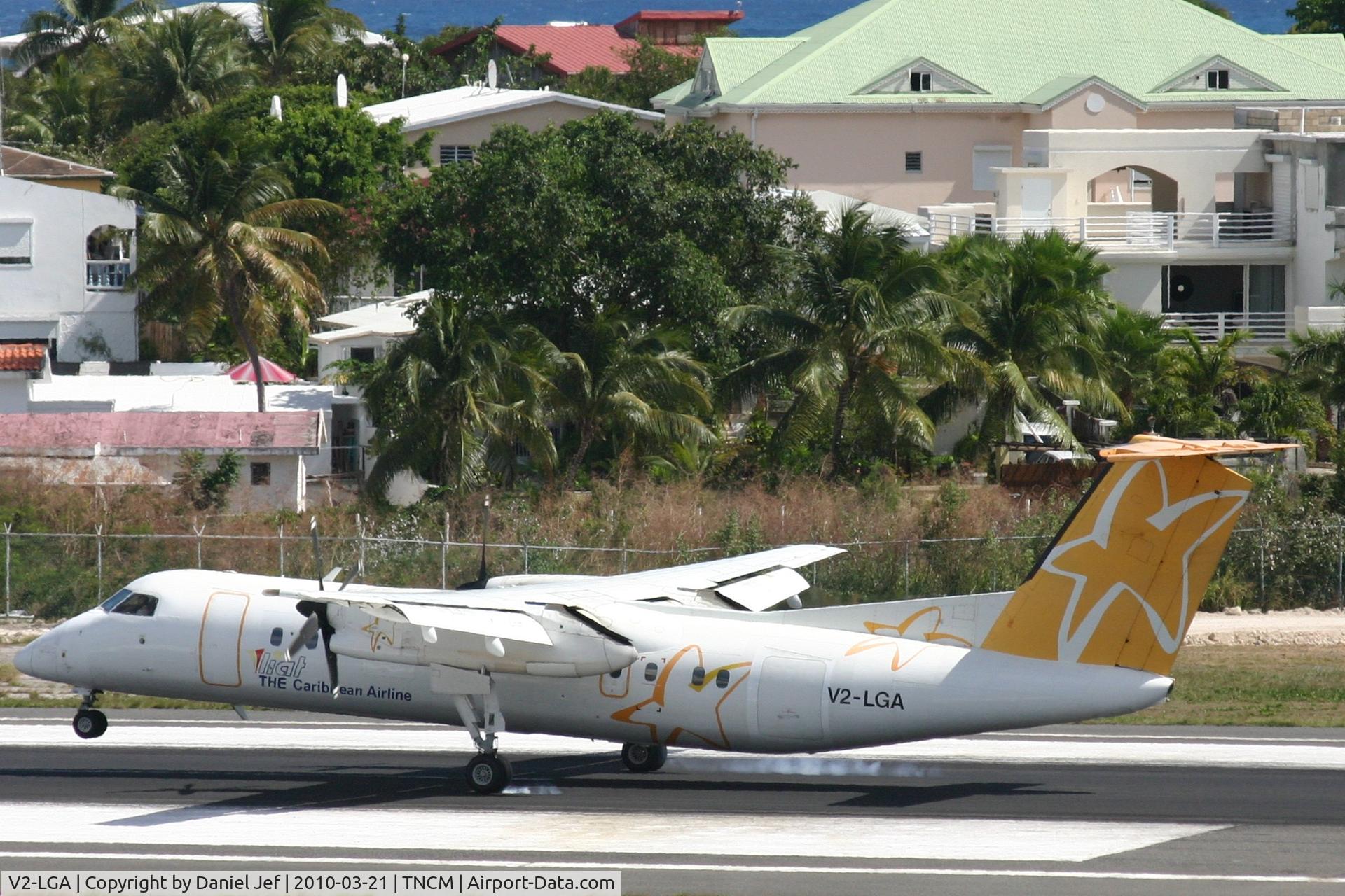 V2-LGA, 1990 De Havilland Canada DHC-8-311 Dash 8 C/N 232, Liat V2-LGA touching down at TNCM