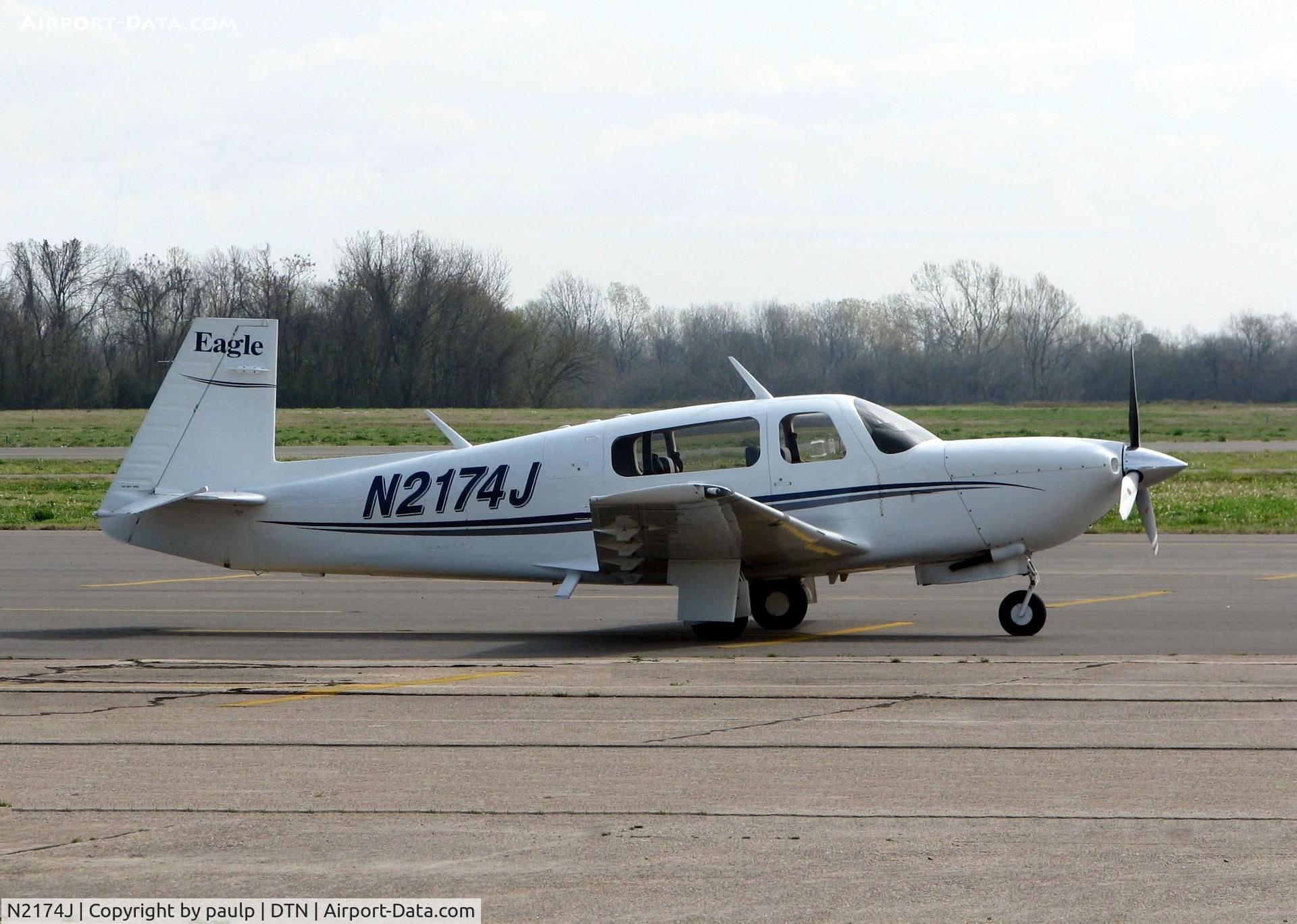 N2174J, 1999 Mooney M20S Eagle C/N 30-0005, Parked at Downtown Shreveport.